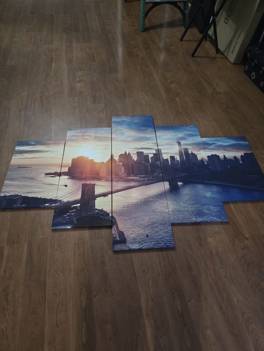 Sunrise Cityscape Multi-Panel Wall Art - Blue and Orange